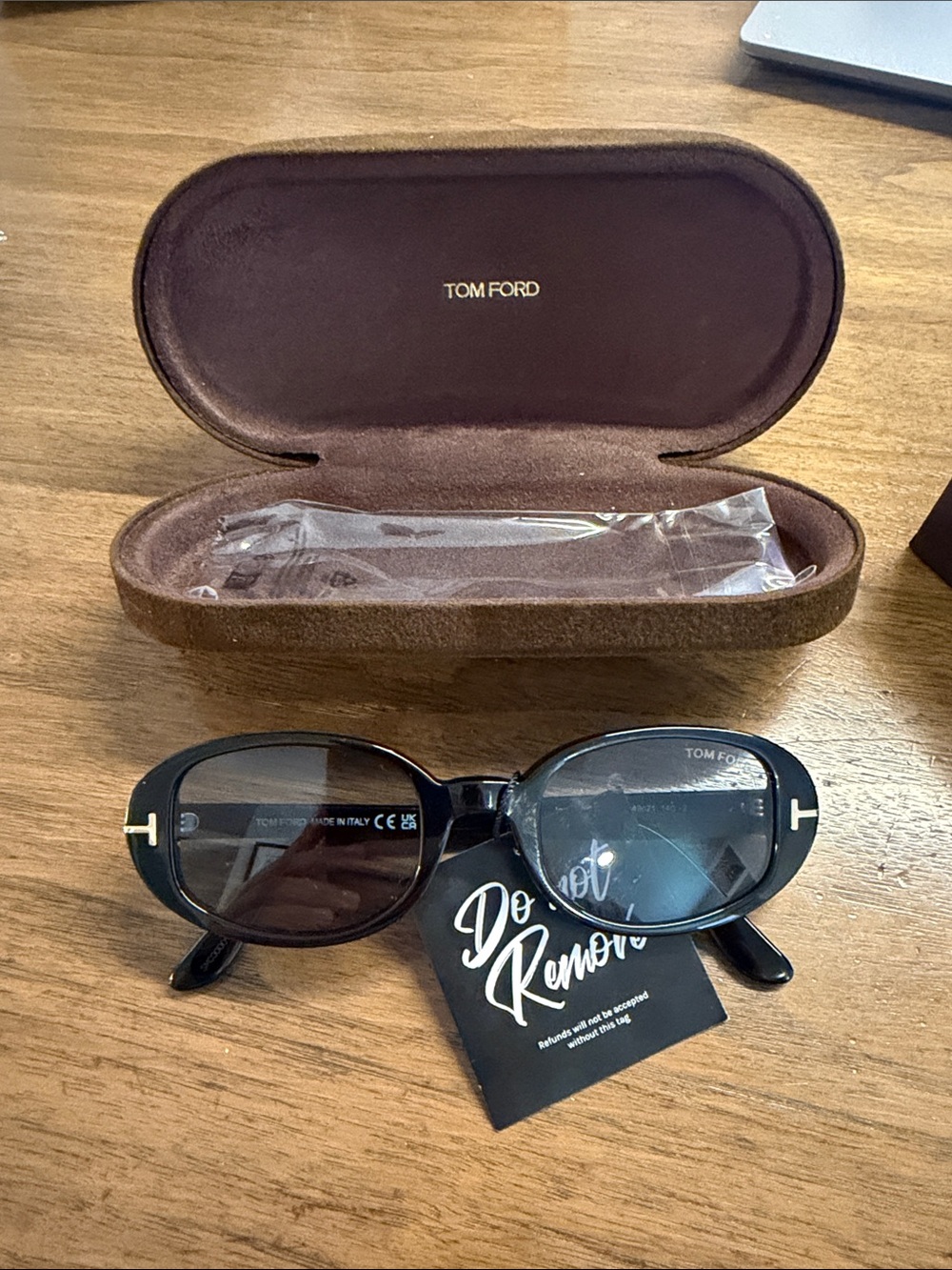 Tom Ford Women’s Black Oval (Iggy) Sunglasses with Gold T Accents